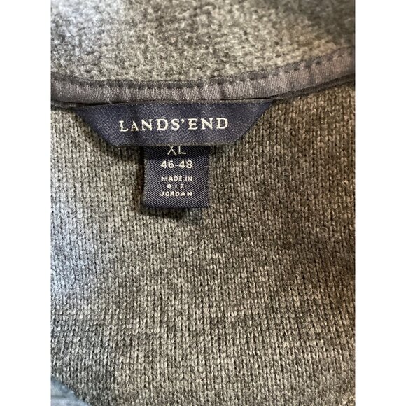 Land's End Mens Size XL (46-48) Gray/Black 1/4 Zip Long Sleeve Sweater - Picture 7 of 8
